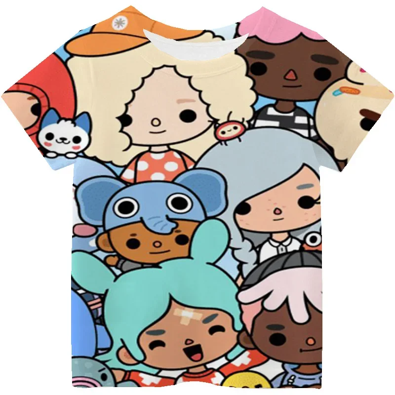 Cartoon Toca Boca T-Shirts Kinder Toca Leben Welt drucken Kurzarm Jungen Mädchen Tops lässig Streetwear Frühling Sommer T-Shirt