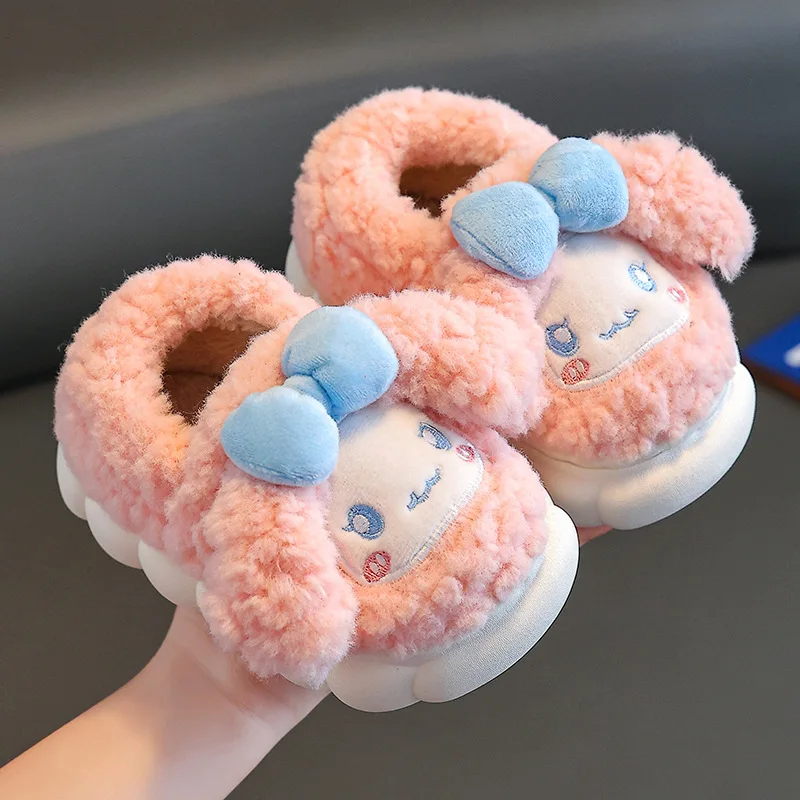 

Kids Girls Indoor Slippers 2024 Winter Warm Cotton Shoes Children Home Floor Slippers Cartoon Anti-slippery Child Plush Footwear