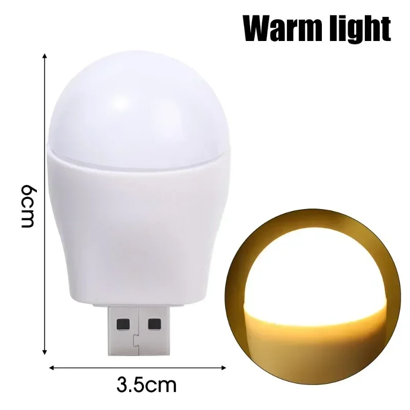 1/20PCS Mini USB LED Lights Portable Plug Lamp Eye Protection Book Reading Light Small Round Car Bulb Computer Mobile Power Lamp