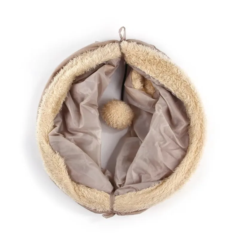 Pet Cat Plush Channel Foldable Suede Cat Tunnel Educational Pet Funny Toy Warm Winter Interactive Toys for Cat Supplies