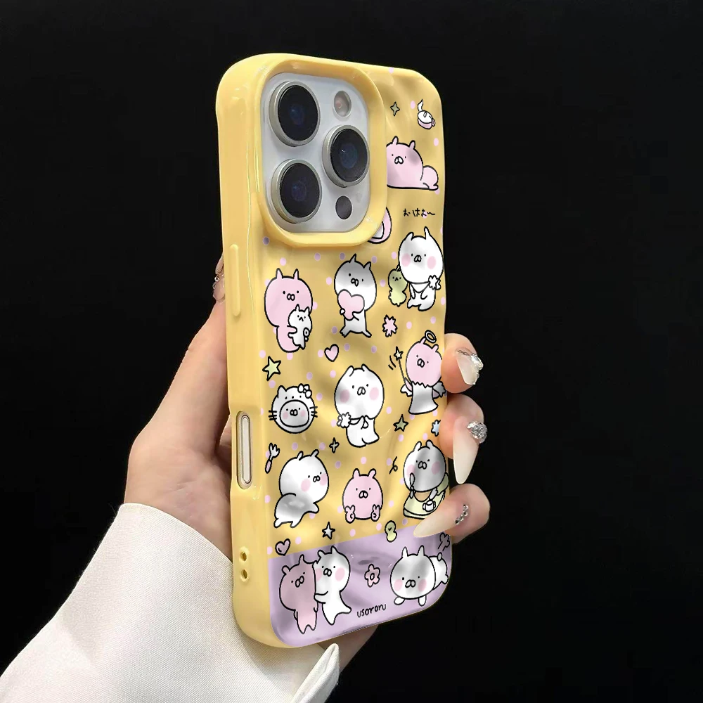 Koreanisches Kawaii-Cartoon-Design Weiche Silikon-Handyhülle für iPhone 17 16 15 14 13 12 11 Pro Max 14 Plus 17Air Falten-Wellen-Design – Detail 11