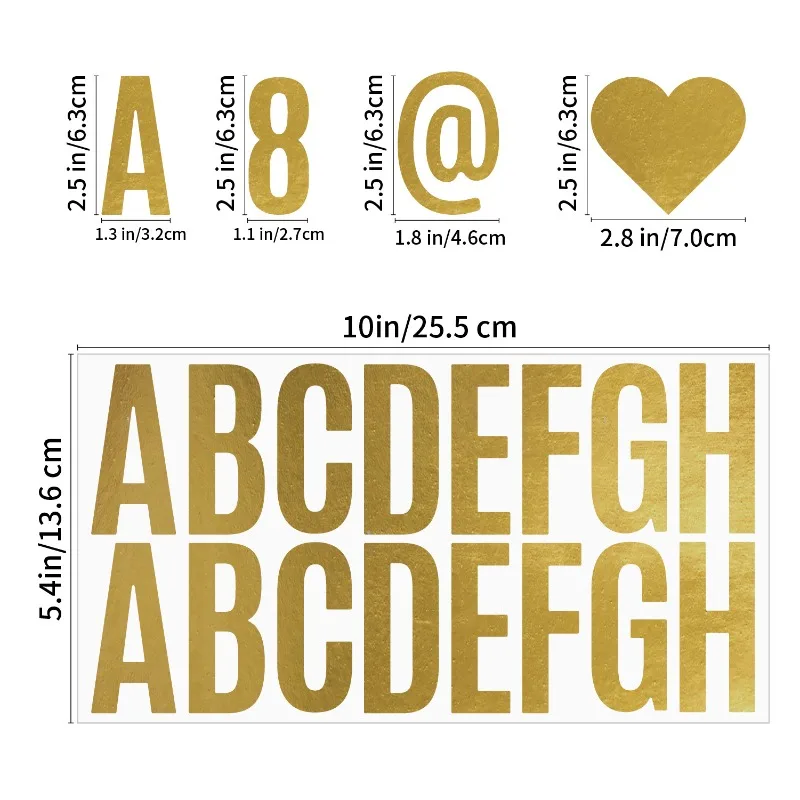 6 Sheets Gold Letter Stickers 2.5 Inch Morandi Alphabet Letter Stickers Black White Mailbox Stationery Decor Sticker