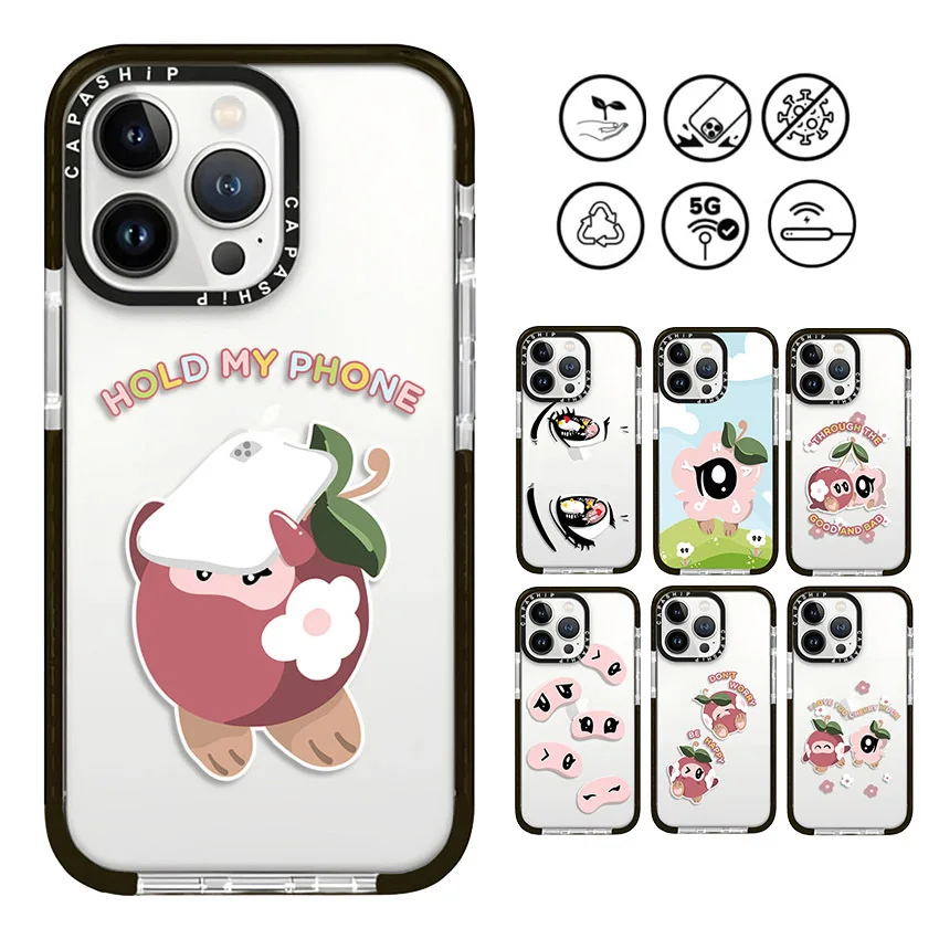 Etui Cute Eyes Cute Cartoon Cherry do iPhone'a 16 15 14 13 12 11 Pro X XS XR Max 7 8 Plus SE Miękka, wstrząsoodporna tylna obudowa z TPU