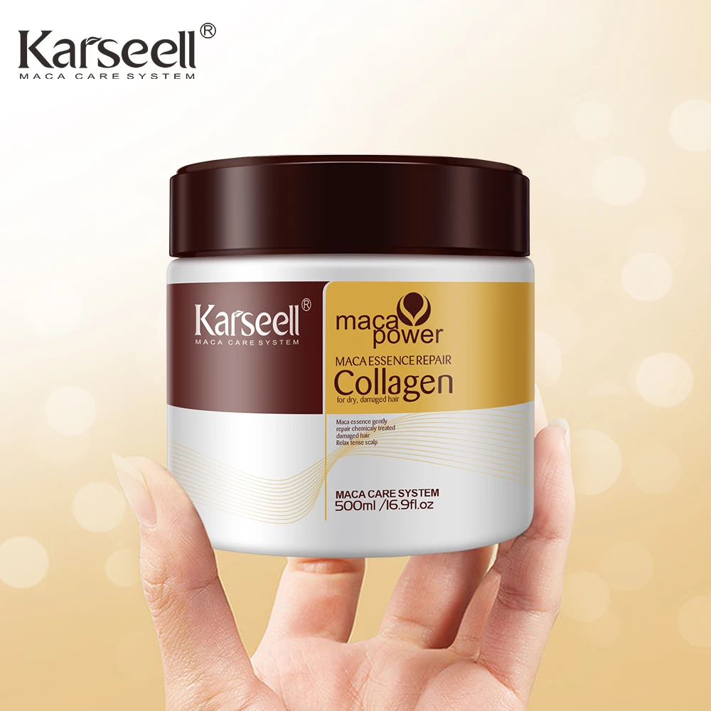 Karseell 500ml tratamiento capilar de colágeno reparación profunda acondicionamiento aceite de argán mascarilla para el cabello esencia para cabello seco dañado todo tipo de cabello