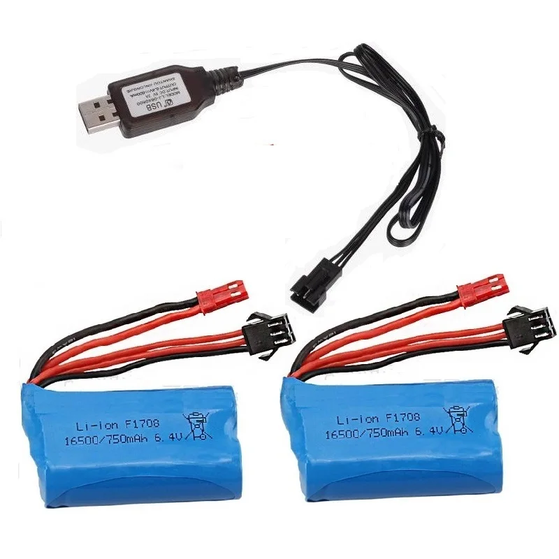 Wltoys A959-A A969-A A979-A K929-części zdalnie sterowana ciężarówka 6.4v 750mah 16500 akumulator litowo-jonowy/ładowarka USB do 750mAh 6.4v