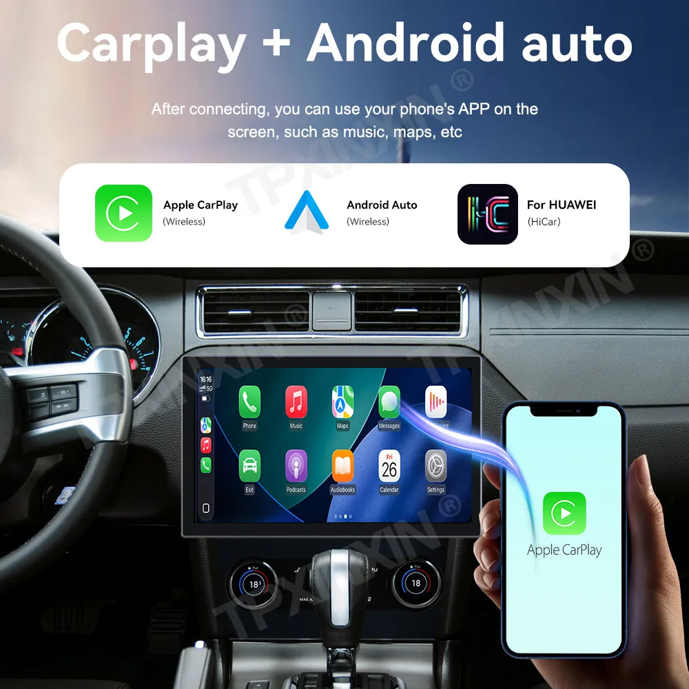 13.3'' Vertical Screen Car Radio For Ford Mustang 2009-2014 Automotive Multimedia Carplay Android Auto Bluetooth GPS Navigation-