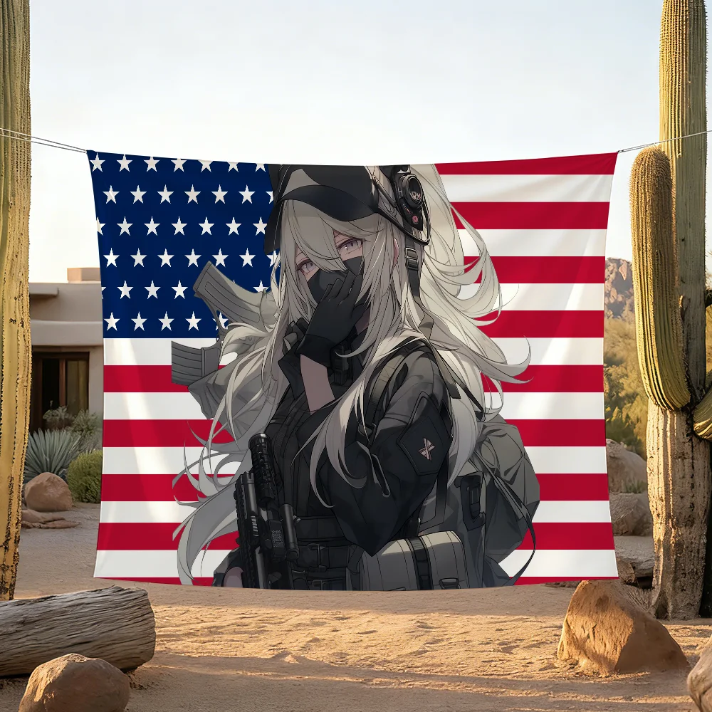 Anime Morale Girl USA flag For - Outdoor Camping Usa recension och pris