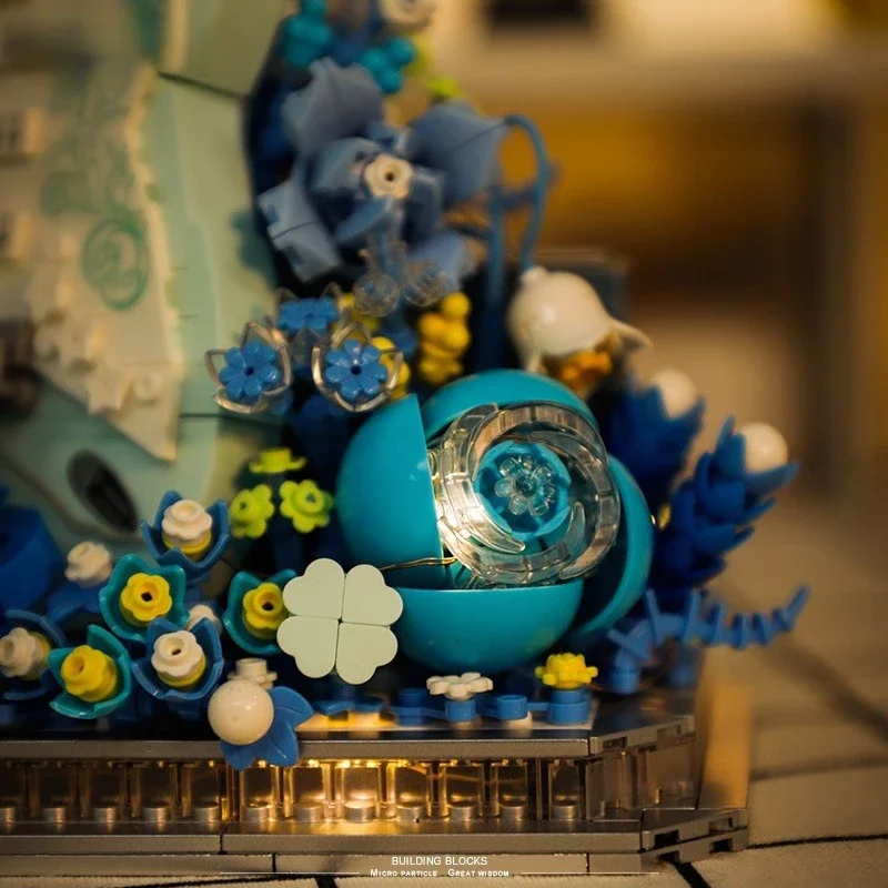 Moc gelo neve cristal pássaro flor cachoeira blocos de construção diy montagem ornamento educacional brinquedo presente aniversário da menina