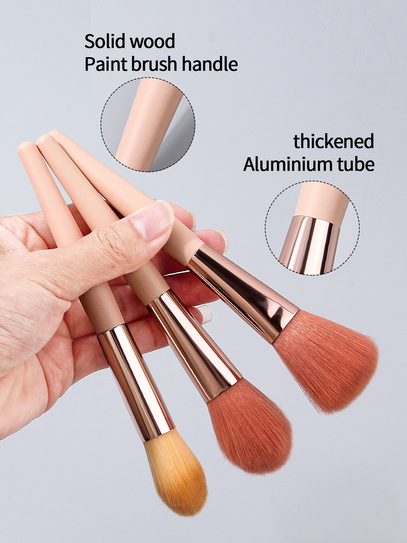 แปรงปัดแก้มขนนุ่มสำหรับผู้เริ่มต้น 3 ชิ้น, แปรงปัดแป้ง, แปรงเซ็ตติ้ง, แปรงแต่งหน้าอเนกประสงค์, อุปกรณ์แต่งหน้า