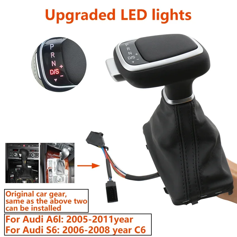 Led versnellingspookknop, schakelhendel, versnellingspook, versnellingshendel, auto-accessoires voor Audi A4 B8 A6 C6 C7 A7 S7 S6 Q7 Q5 8R A5 S5
