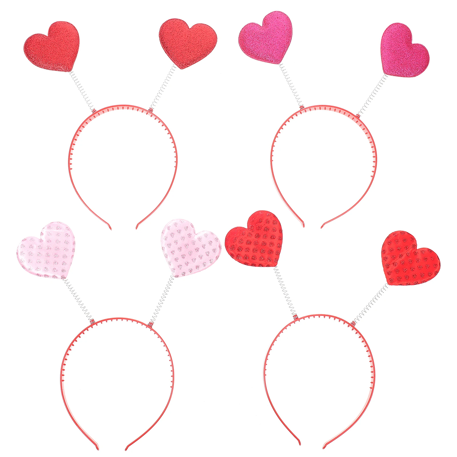 

4 Pcs Heart Shaped Headband Lightweight Comfortable Valentine Party Hair Hoops Glitter Flexible One Size Fits Most Masquerade