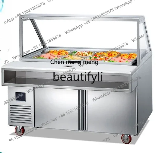 New arrive Stainless Steel Cylinder Cabinet Refrigerated Noodle Vegetable Fruit Salad Cabinet Frost-Free Commercial Use