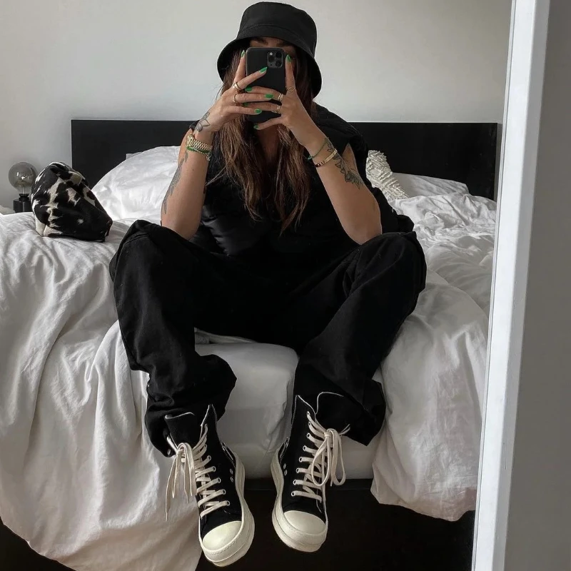 Sneakers Shoes Woman Owens Men\'s Casual Shoes 2025New Lace-up Thick Bottom High Top Shoes Canvas Punk Couple Trend Shoes