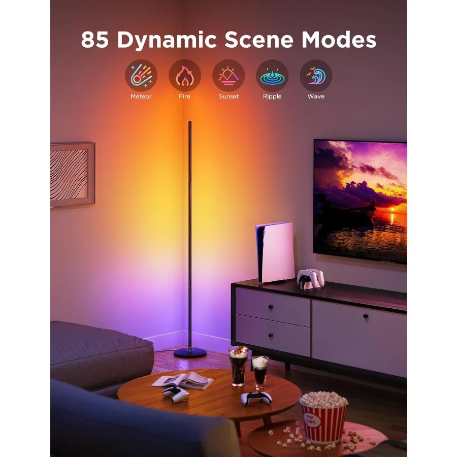 RGBIC Floor Lamp Basic LED Corner Lamp Works with Alexa 1000 Lumen Smart Modern Floor Lamp with Music Sync and 16 Million DIY C image 3