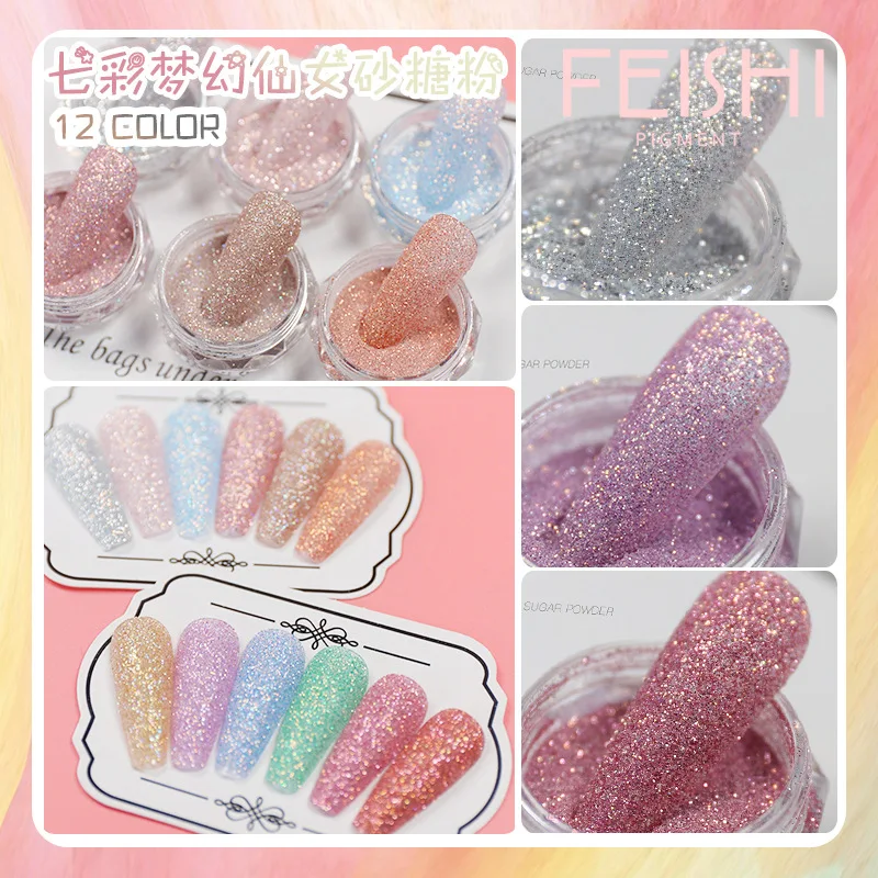 1PC Reflecterend Kristal Verpletterd Diamant Poeder Micro-Geboord Wol Glitter Nagel Sieraden Gouden Glas Diamant Steenslag Poeder *