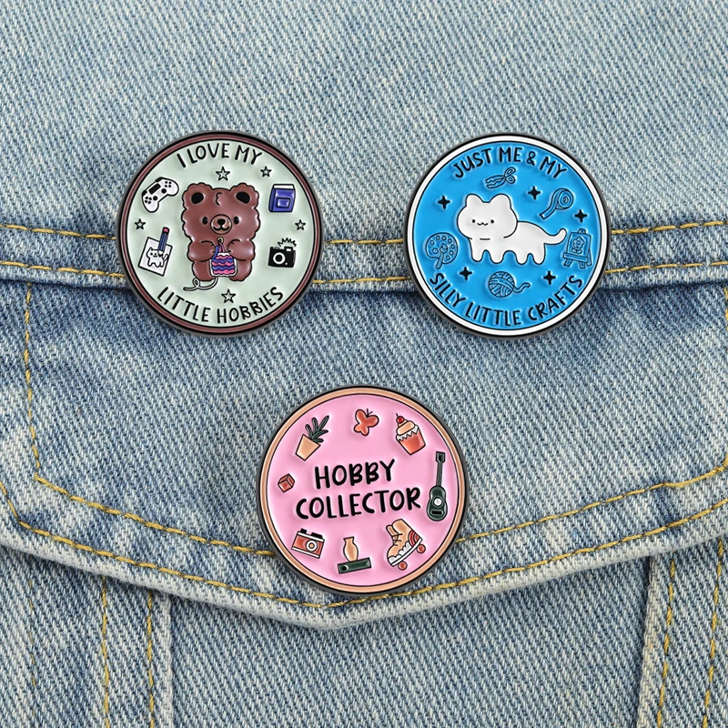 Hobby Collector Enamel Pins Crafts Game Book Reading Drawing Brooches Lapel Badge Photography Plant Jewelry Gift for Friends
