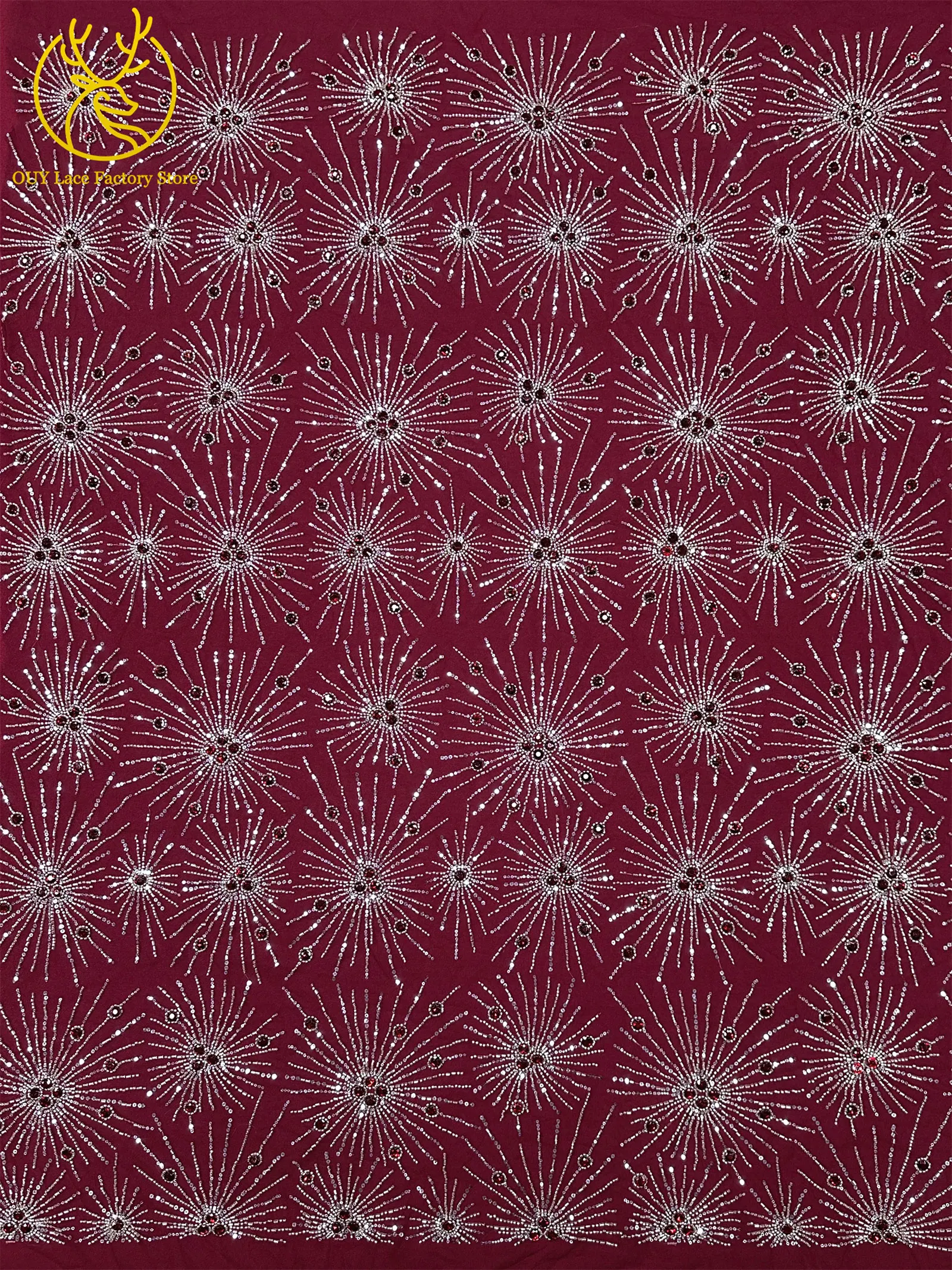 Neues Design Französische Edelstein-Spitzenstoffe 5 Meter Nigerianische Perlen-Pailletten-Spitze Afrikanischer Spitzenstoff für Hochzeitskleider – Detail 7