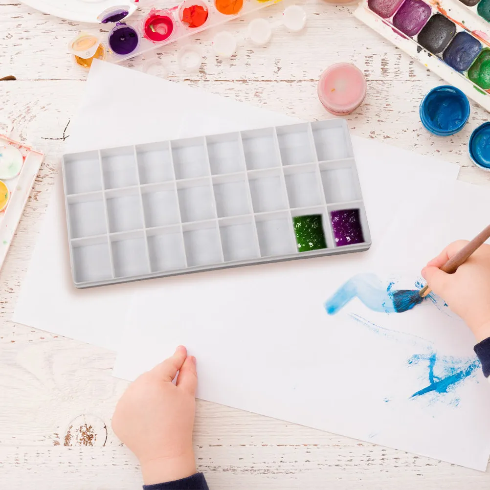 

Набор из 3 штук: Палитра для смешивания акварели на 24 ячейки, пустой контейнер для пигментов, легко моется, для художников, художников-пейзажников и студентов
