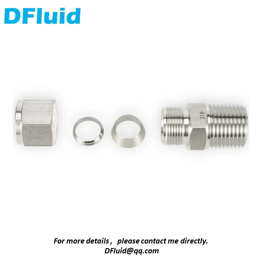 Tubo de compresión de doble férula, accesorio de acero inoxidable 316 macho NPT BSPT RT, 30MPa, 1/8, 1/4, 3/8, 1/2, 6, 8, 10, 12mm, reemplaza