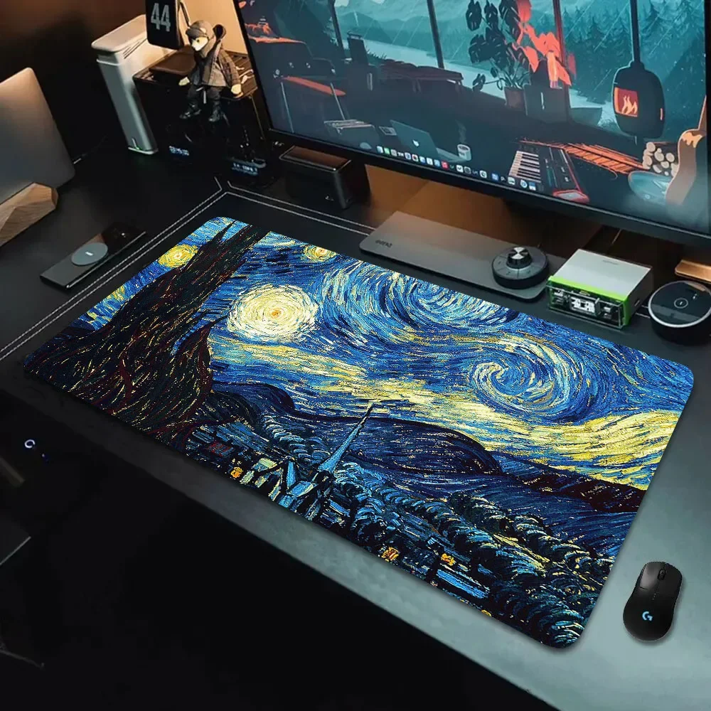 

Van Gogh Painting Starry Night Non-slip Rubber Mouse Pad XXL Computer Gaming Accessories Keyboard Desktop Decro Mats for Offices