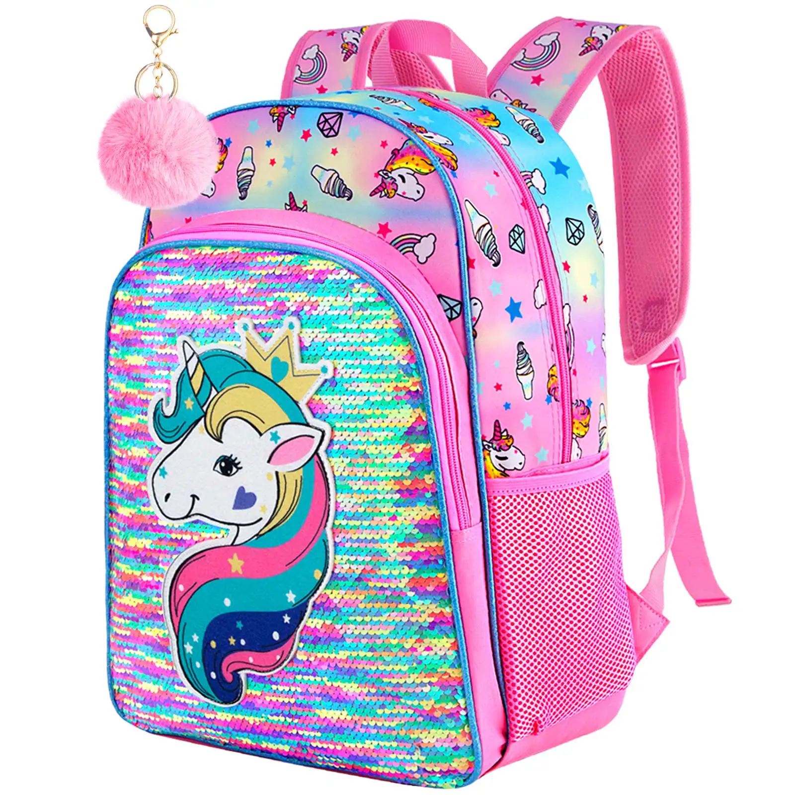 

3PCS Backpacks for Girls, 16" Elementary Kids Cute Backpack Preschool School Bookbags and Lunch Box