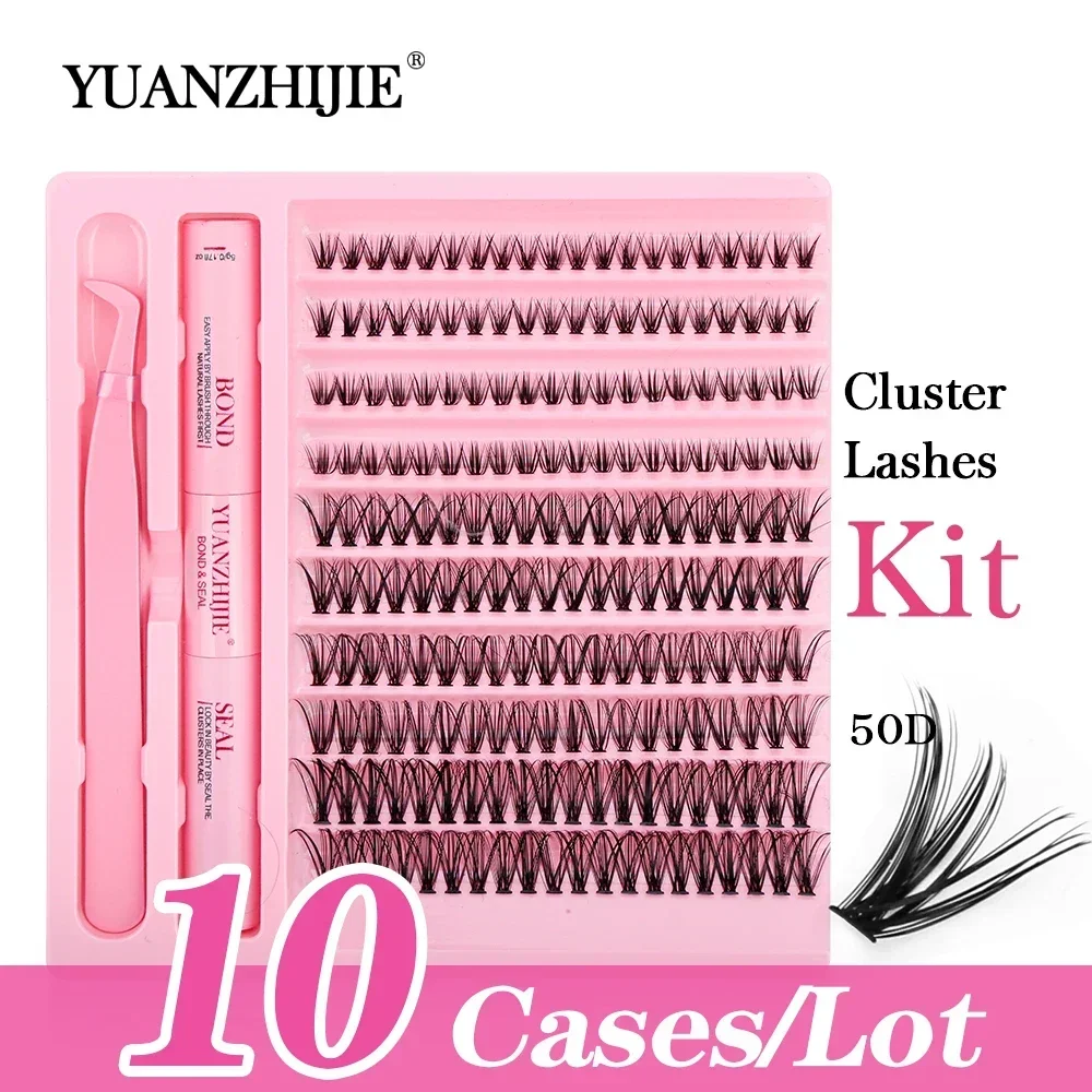 

10cases/lot DIY Lash Extensions Makeup Set 10Rows Cluster Eyelashes Extension With 72h Long Lasting Bond and Seal