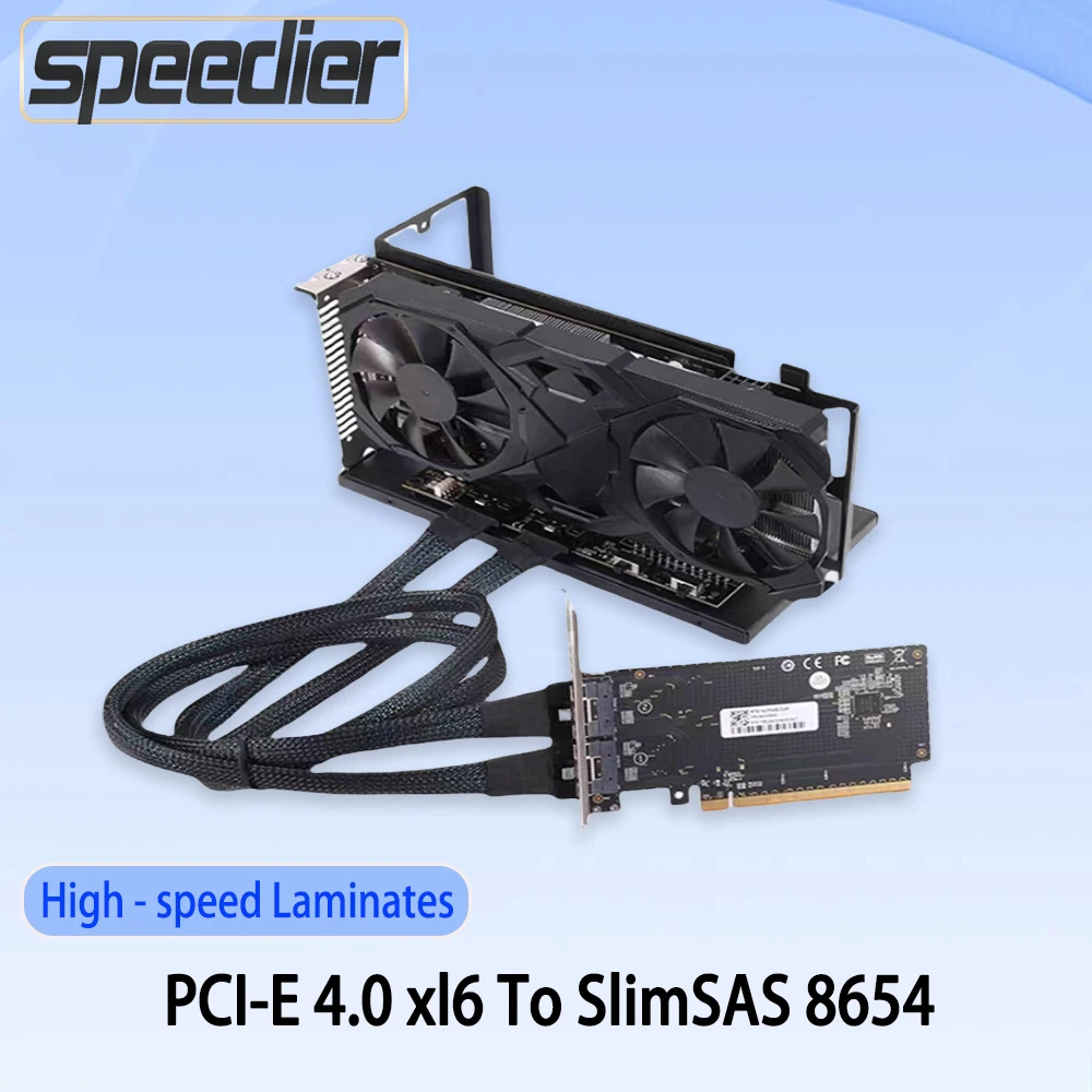 PCIe 4.0 X16 To SlimSAS 8654 Rear Half-height Adapter Card 8654 To 16x Base Plate Backplane Graphics Card External Riser Stand