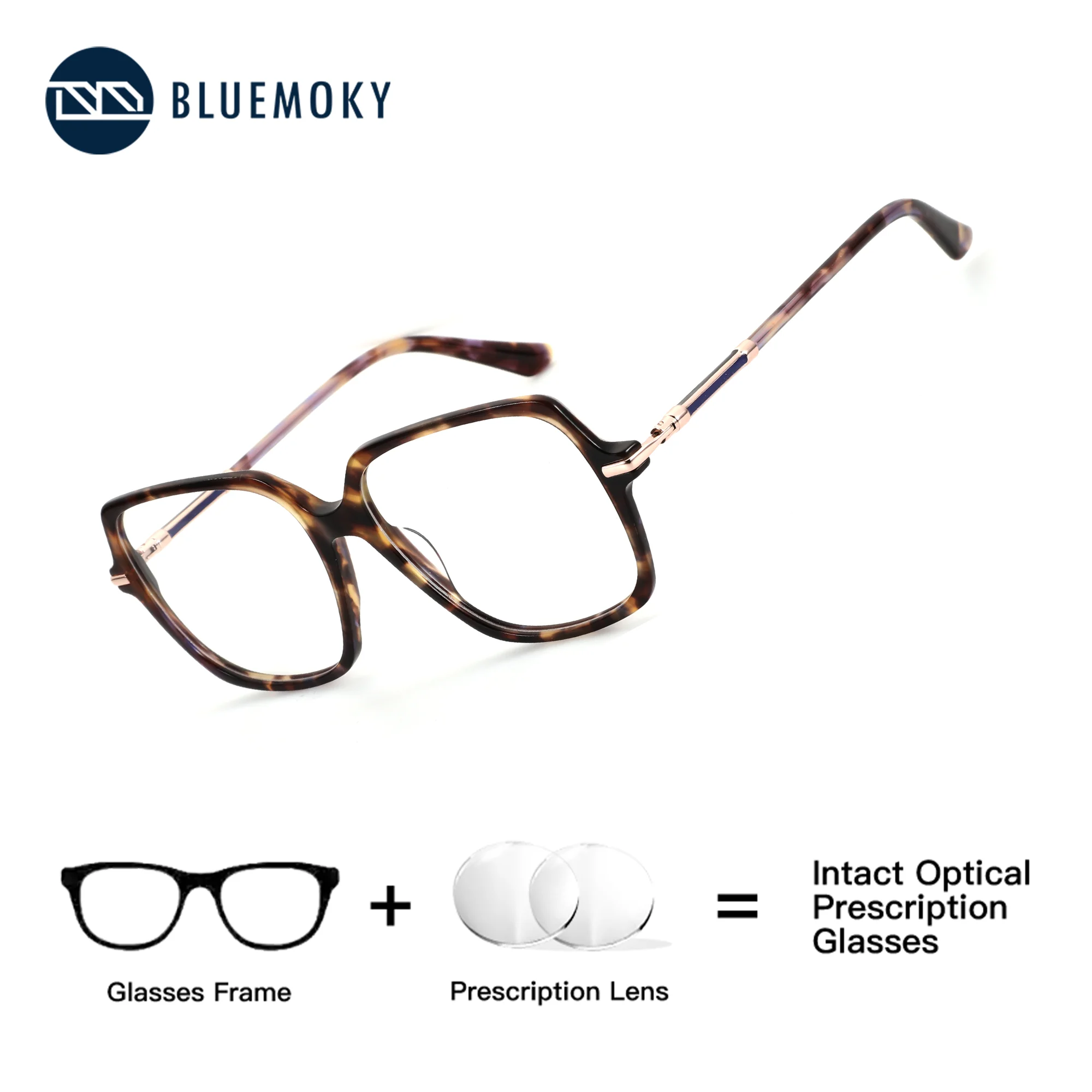 

BLUEMOKY (L size) Handmade acetate square prescription glasses, progressive color changing glasses, anti blue light myopia