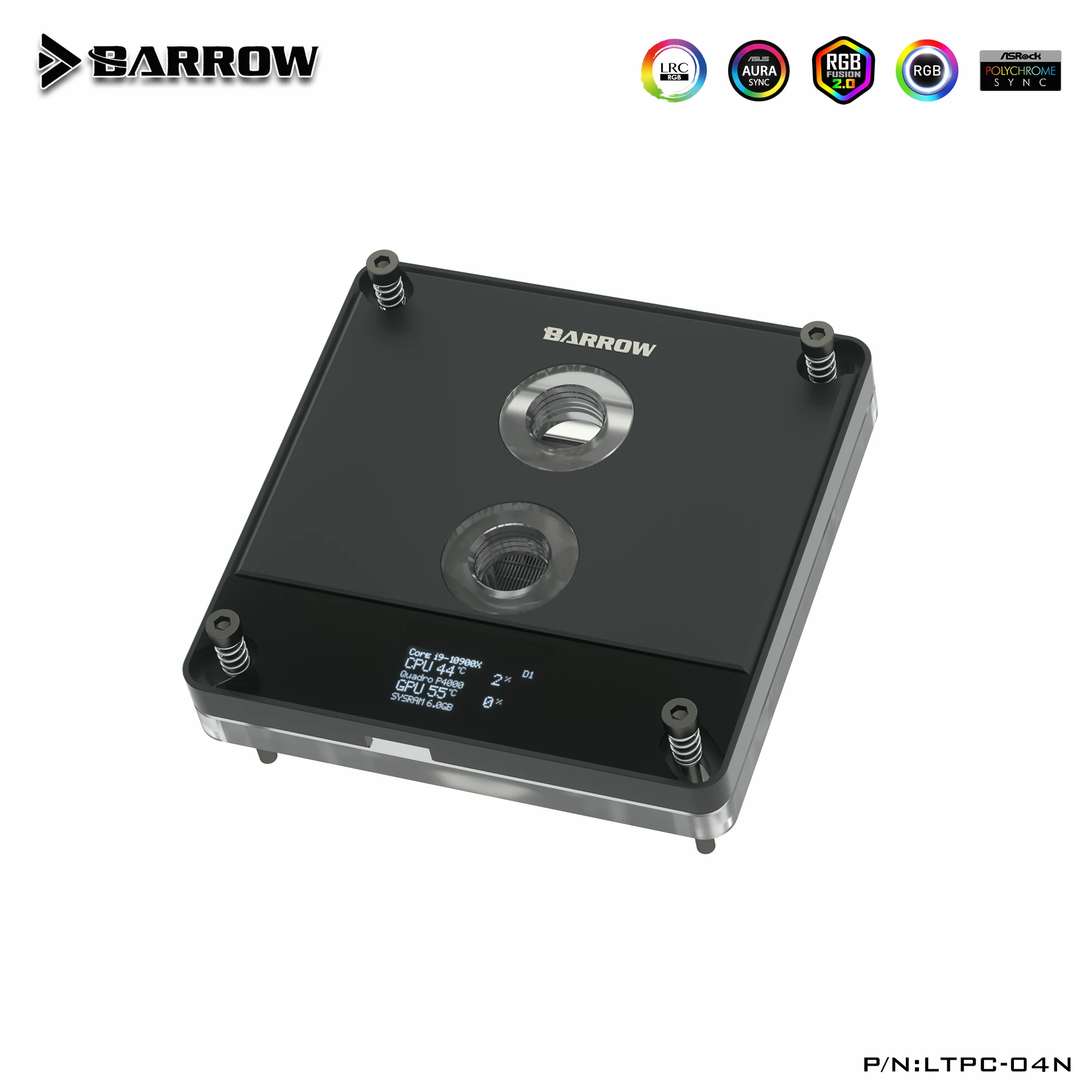 Barrow LTPC-04N 1700 CPU Block Monitor PC CPU GPU Monitoring OLED Display For Intel 115X 1200 X99 X299 5V ARGB