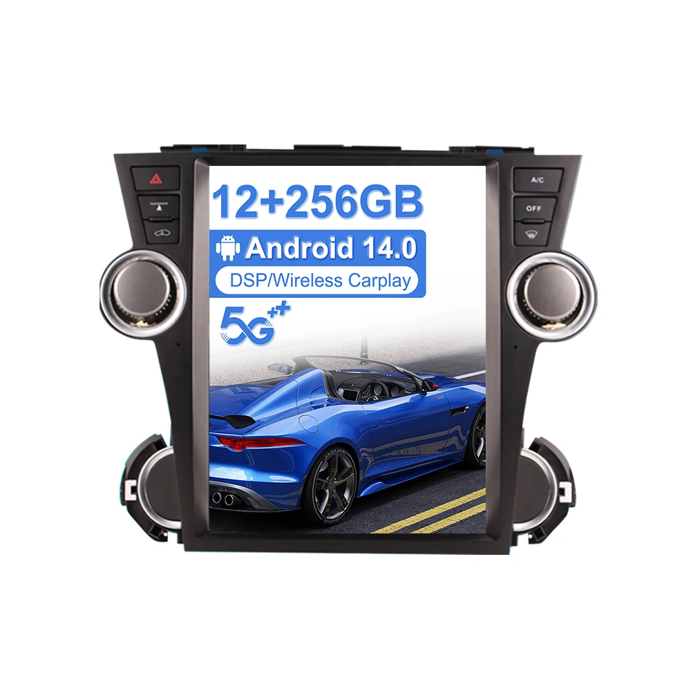 

12.1" Screen Android 14 Car Stereo For Toyota Highlander 2009 - 2013 Tesla Style GPS DVD Navi Multimedia Player Radio Head Unit