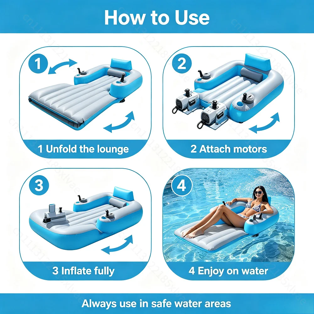 For Dual‑Motor Electric Inflatable Drift Raft, Adult Powered Water Float for Pool, Lake and Outdoor Water Sports