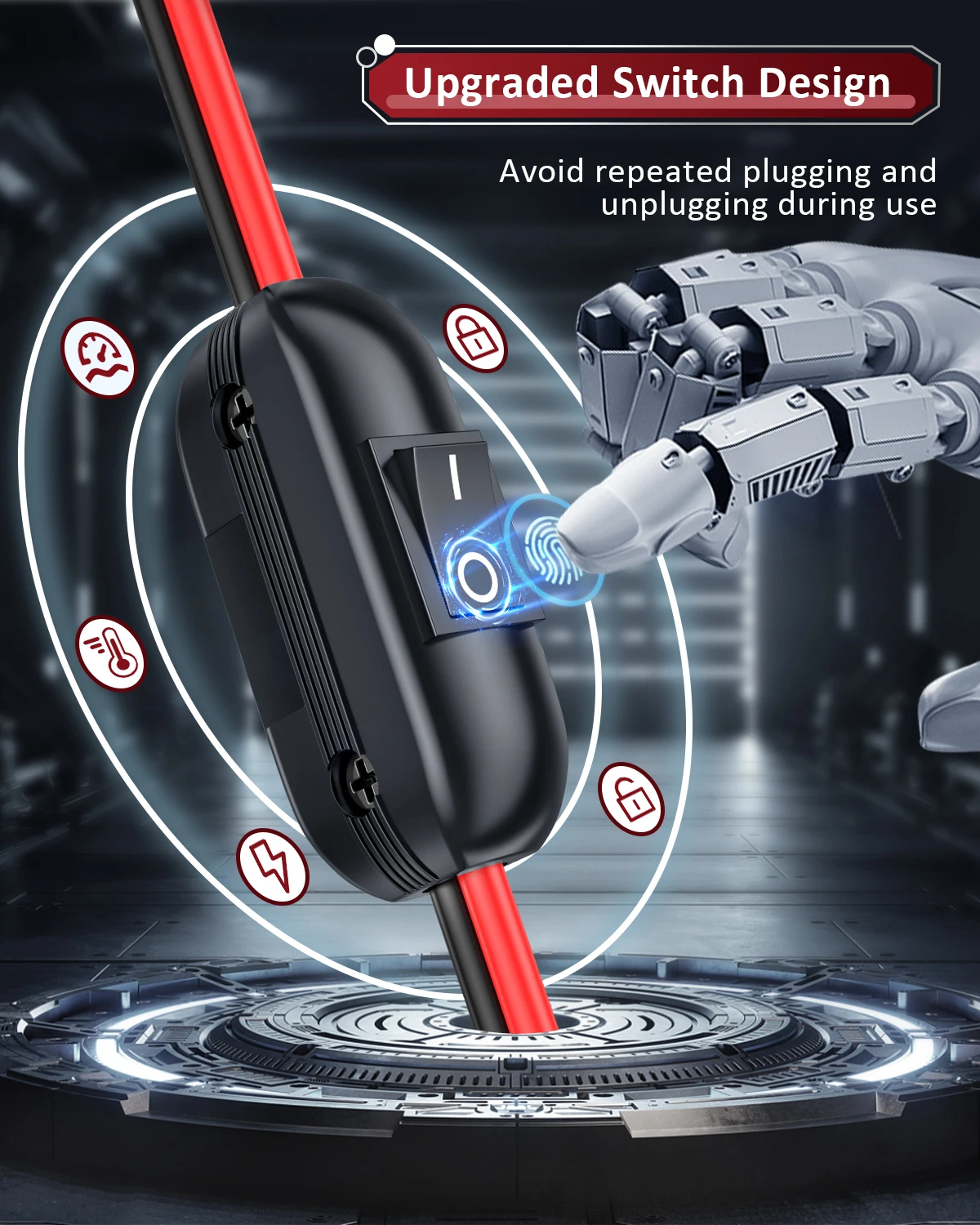 Anchtek 16AWG 12V Cigarette Lighter SAE Battery Charger Cable Quick Release Adapter With Switch For RV Solar Panels Motorcycle