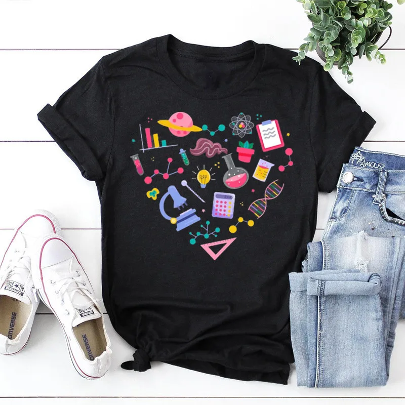 Love Science Shirt Science Teacher Science Lover Science March Chemistry I Heart Short Sleeve Top Tees O Neck 100% Cotton goth
