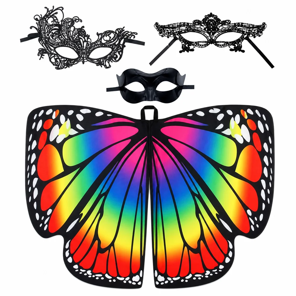 

Fairy Butterfly Wings Costume Shawl With Eye Mask Set Moth Cape For Festival Carnival Cosplay Performance Women Adults