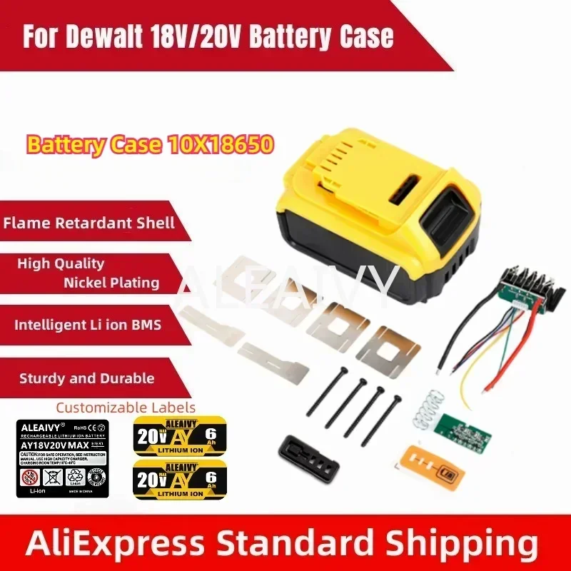 10 X 18650 Li-ion Battery Case Charge Protection Circuit Board PCB 18V 20V Baterry for Dewalt DCB183 DCB200 Li-ion Battery Case