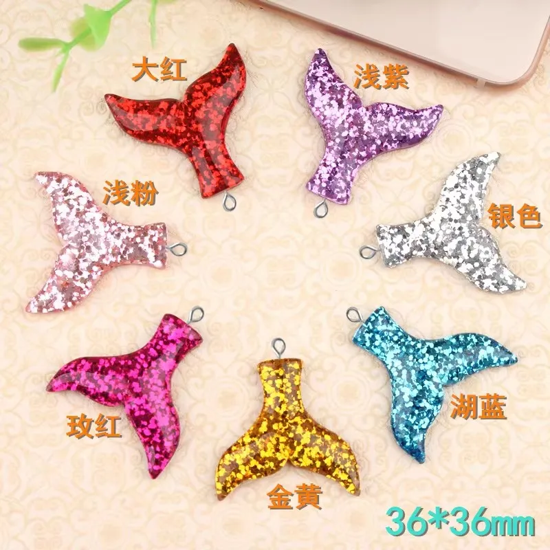 Diy Resin Monochrome And Bicolor Mermaid Fish Scale Tail Charms Flatback Kawaii Cabochon Sticker Craft Jewelry Making Ornament D