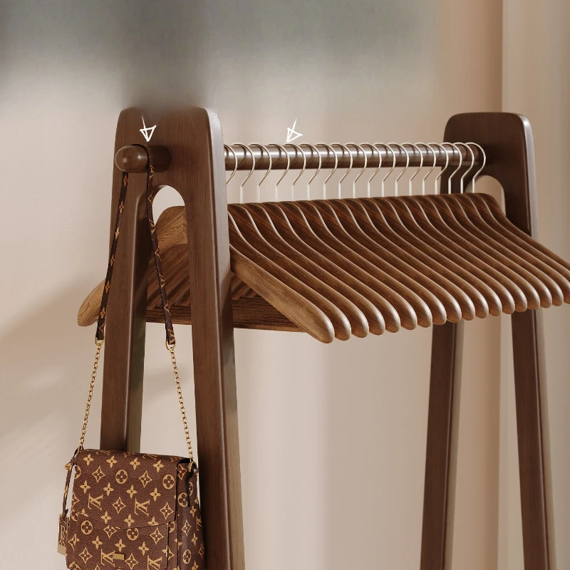 

Solid wood floor-to-ceiling hanger household bedroom rack 2025 new mobile laundry basket