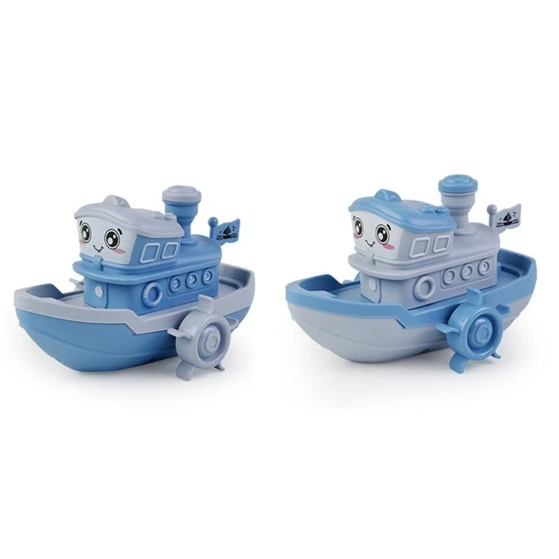 J2HD Water Bath Toy Fall in Love with Taking Bath Cartoon Ship Swimming Toy Have Fun in BathTime Clockwork Vehicle