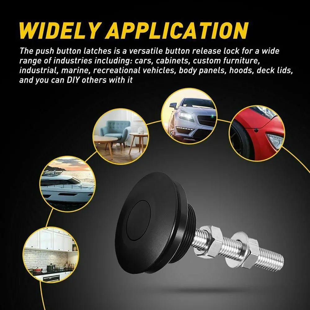 1Pcs Colorful Quick Release Push Button Latch Clip Body Kit Front Bumper Hood Pin Aluminum Car Accessory Engine Bonnet Lock