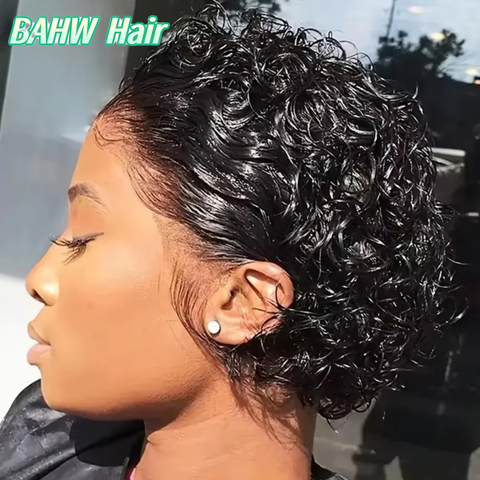 

Перуанские волосы, стрижка пикси, парик, кудрявый вьющийся парик из натуральных волос 1B/30, короткий боб, натуральный цвет, полностью машинное производство, парики для чернокожих женщин