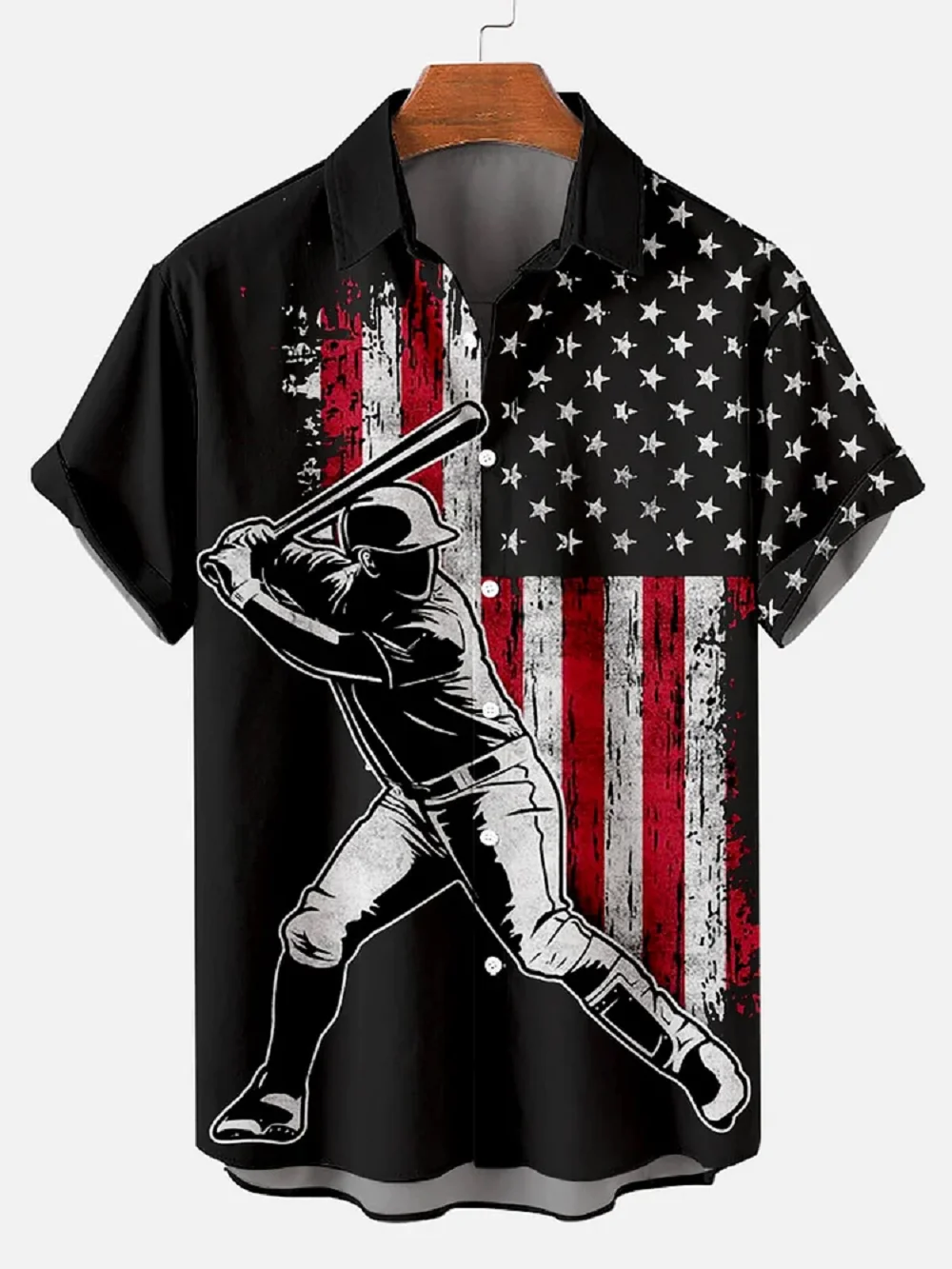 Summer Men's Shirts Fashion American Independence Day Flag Printed Shirts Graphic Short Sleeve Beach Shirts Wear Boys Girls Tops