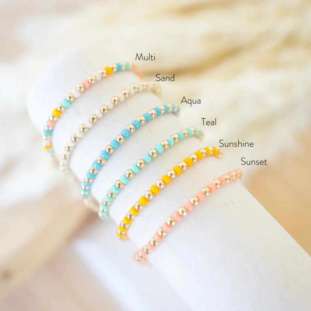 Vlen Perlenarmband für Frauen, Geschenk, mehrfarbige Glasperlen, Schmuck, 18 Karat vergoldet, Pulseras, Boho-Sommer-Stapelarmbänder – Detail 5