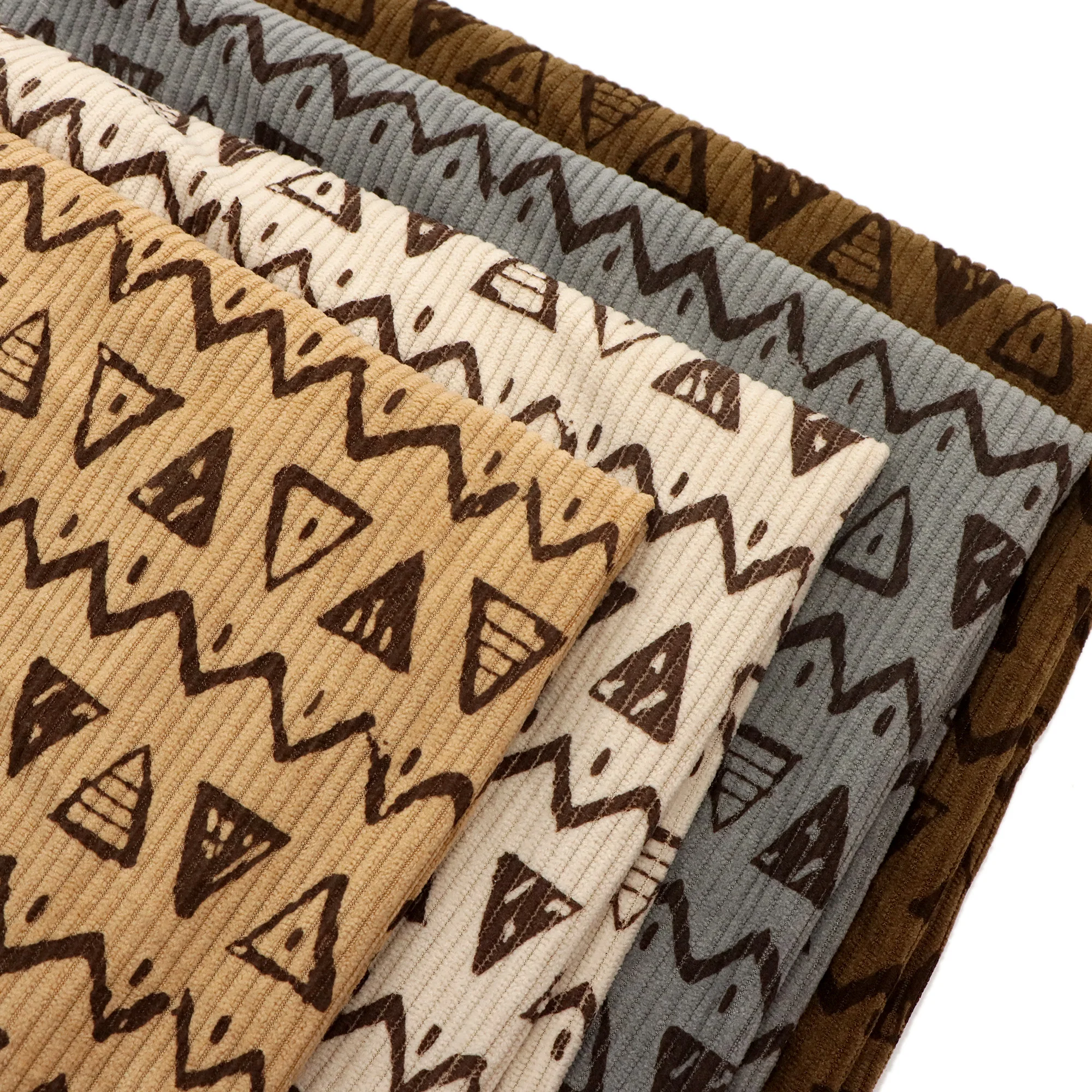Pre-cut 1pc Geometry Print Corduroy Ribbed Fabric - Soft Polyester, Hand Wash Only, DIY Sofa Cover, 59x19.68 Inch (150x50cm)