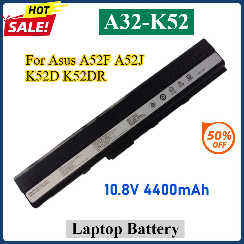 

10.8V 4400mAh A32-K52 Laptop Battery For Asus A52F A52J K52D K52DR K52F K52J K52JC K52JE K52N X52J A41-K52 70-NXM1B2200Z