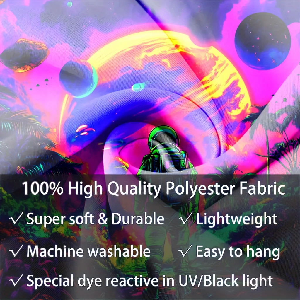 VIKAMA رائد فضاء بين النجوم يتوهج في الظلام نسيج غرفة المعيشة، غرفة النوم، ديكور جدران غرفة الألعاب نسيج ديكور المنزل #5