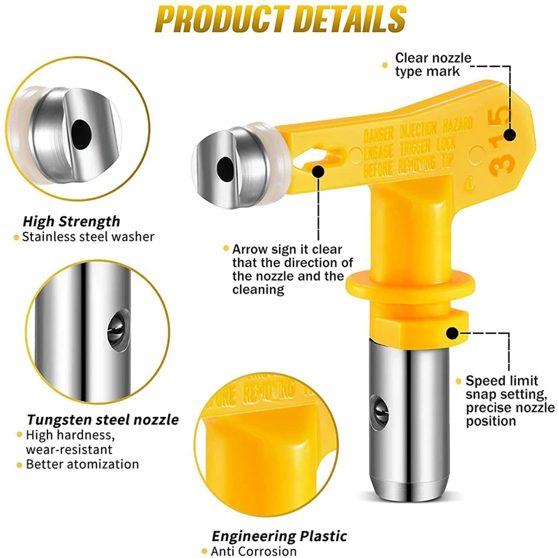 Reversible Airless Paint Nozzles With Tip Guard Set, Sprayer Paint Machine And Spraying Parts(215 311 317 517)