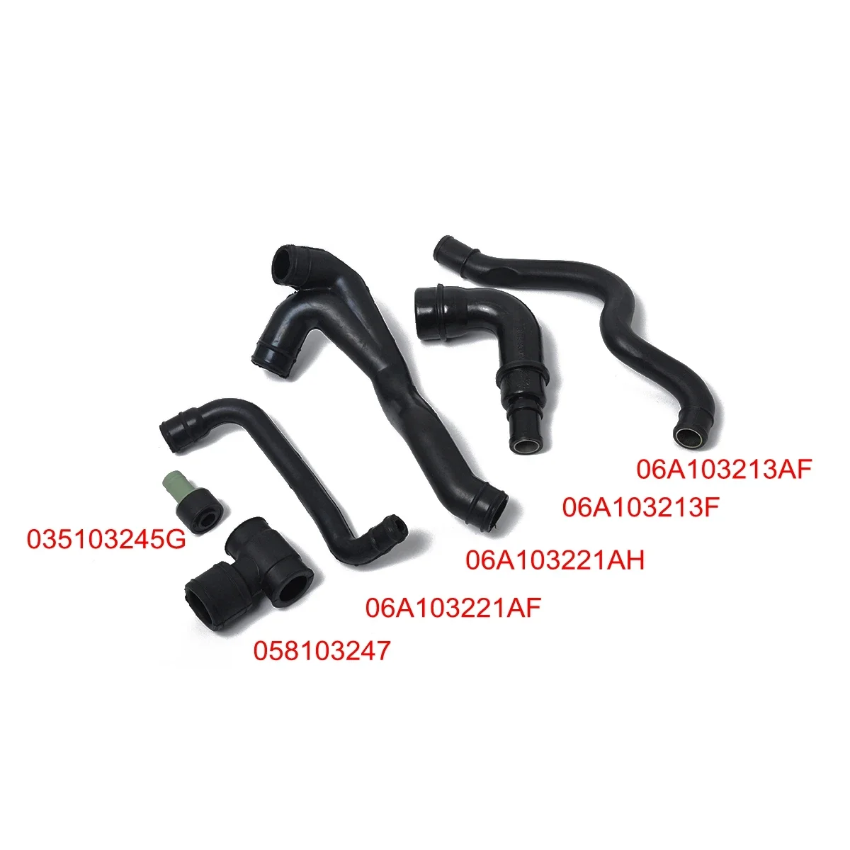 6Pcs 06A103213AF  06A103213F Engine Crankcase Breather Hose Pipe Set for AUDI A3 1.8T AUM Jetta Golf 4 Bora