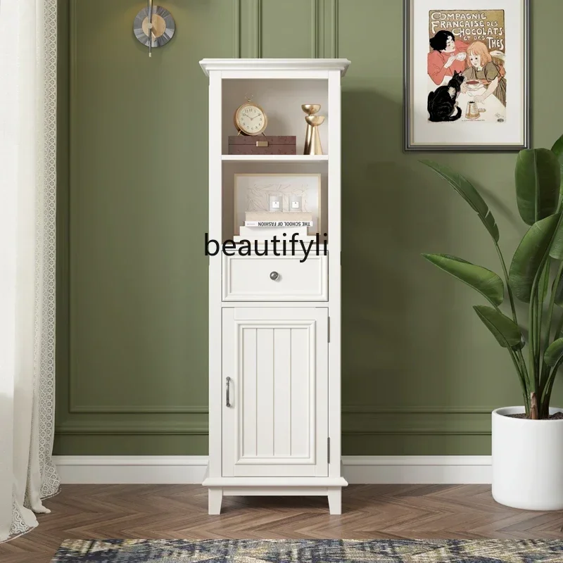 K185 American-Style Solid Wood Wine Cabinet Ivory White Storage Cabinet Living Room Simple Ash Wood Complete TV Cabinet