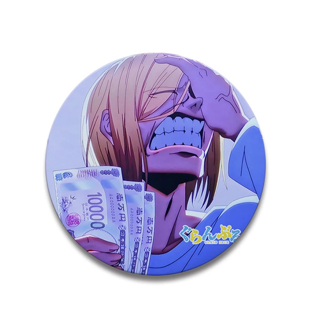 58mm Anime GrandBlue Grand Blue Iori Kitahara Chisa Kotegawa COSTUME Cosplay Distintivo Spilla SPTE Spilla in banda stagnata ﻿   Prop Natale Gilf