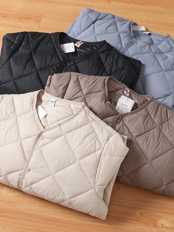 

Couple's Lightweight Thiened Cotton Jaet Collarl Youth Faion Pure Color Match All Autumn Winter Warm Long Sve Coat